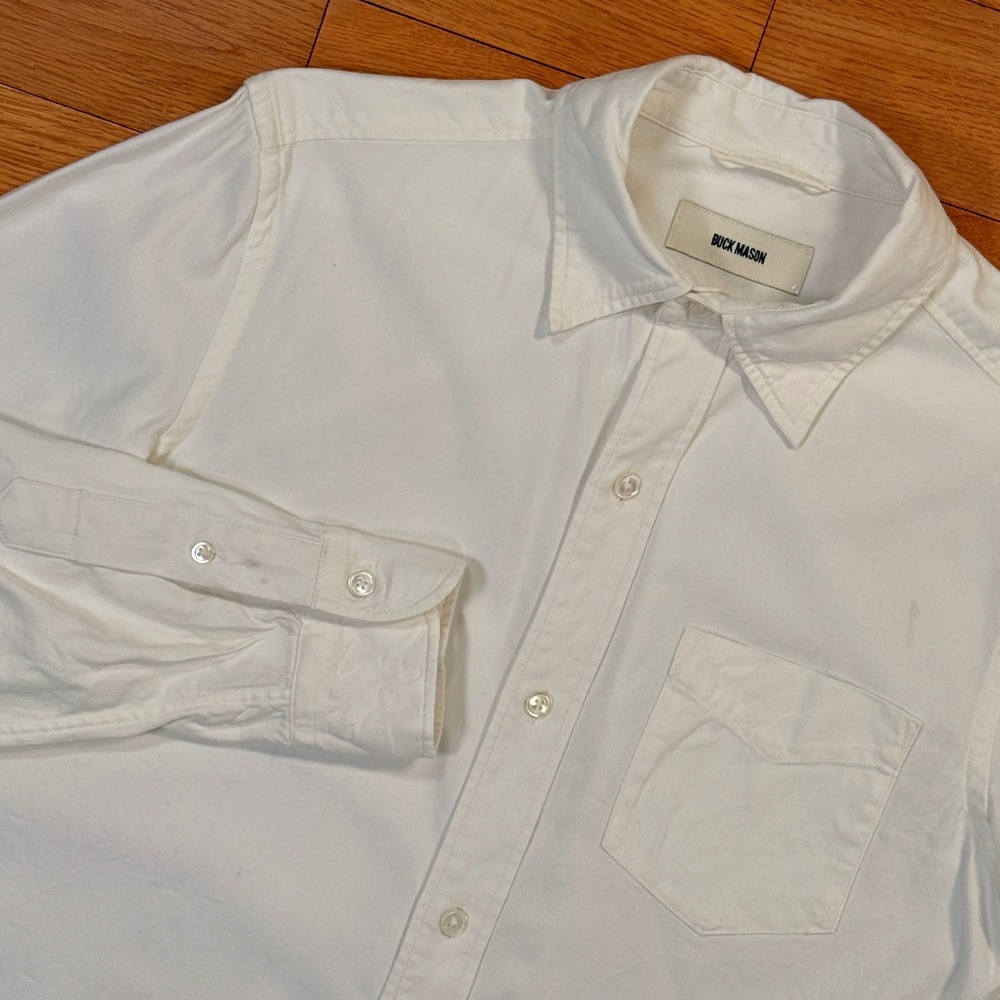 Buck Mason Mens Off-White XS Cotton Rayon Twill Button Down Shirt BM13050.137